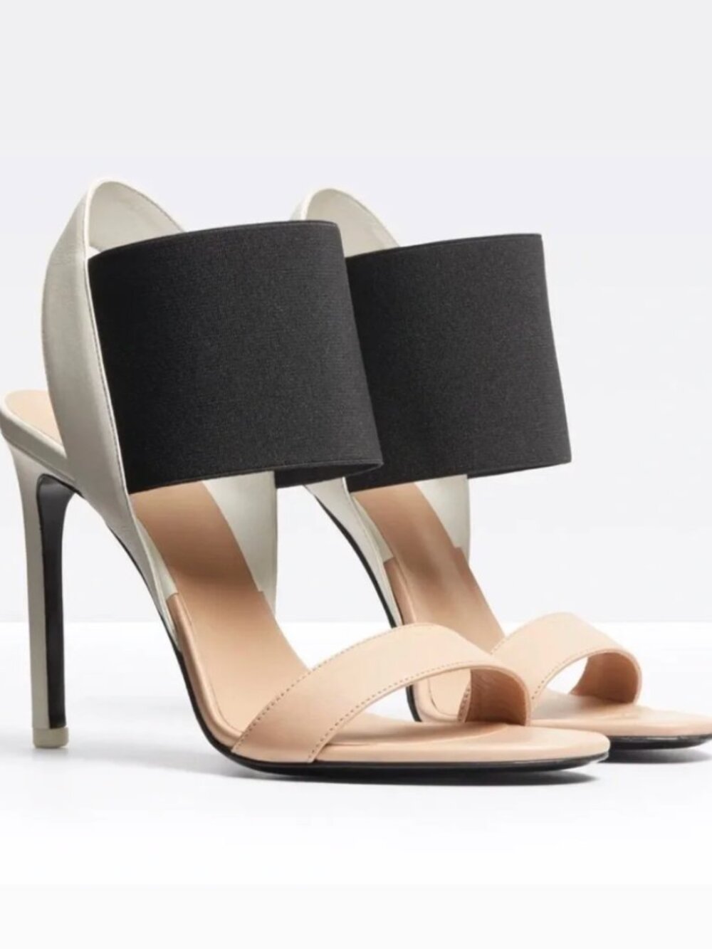 VINCE GAUDIN made in Italy contrast black white tan sandals